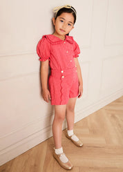 Broderie Anglaise High Waisted Shorts in Strawberry (4-12yrs) SHORTS from Pepa London US