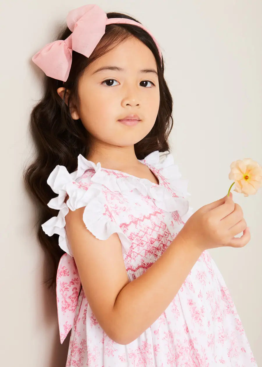 Traditional Big Bow Tulle Hairband in Dusty Pink Hair Accessories from Pepa London US