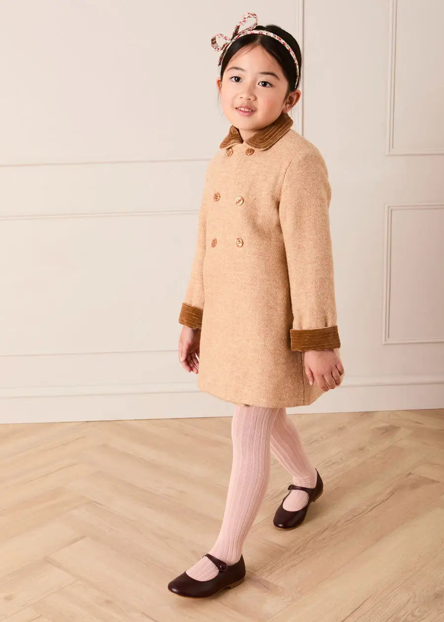 Traditional Double Breasted Coat in Camel (12mths-10yrs) Coats from Pepa London US