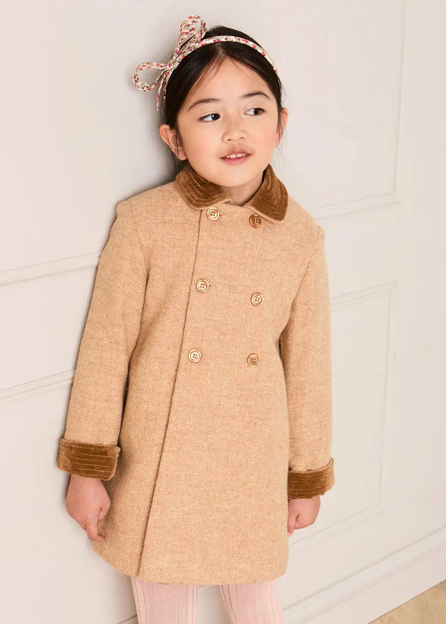 Traditional Double Breasted Coat in Camel (12mths-10yrs) Coats from Pepa London US