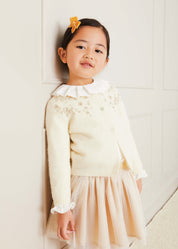 Gold Embroidered Cardigan In Cream (12mths-10yrs) KNITWEAR from Pepa London US