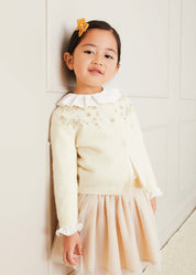 Gold Embroidered Cardigan In Cream (12mths-10yrs) KNITWEAR  from Pepa London US