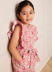 Margret Floral Ruffle Detail Playsuit in Pink (4-12yrs) SHORTS from Pepa London US