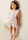 Louisa Floral Ruffle Detail Playsuit in Pink (4-12yrs) DUNGAREES from Pepa London US