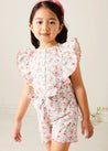 Louisa Floral Ruffle Detail Playsuit in Pink (4-12yrs) DUNGAREES from Pepa London US