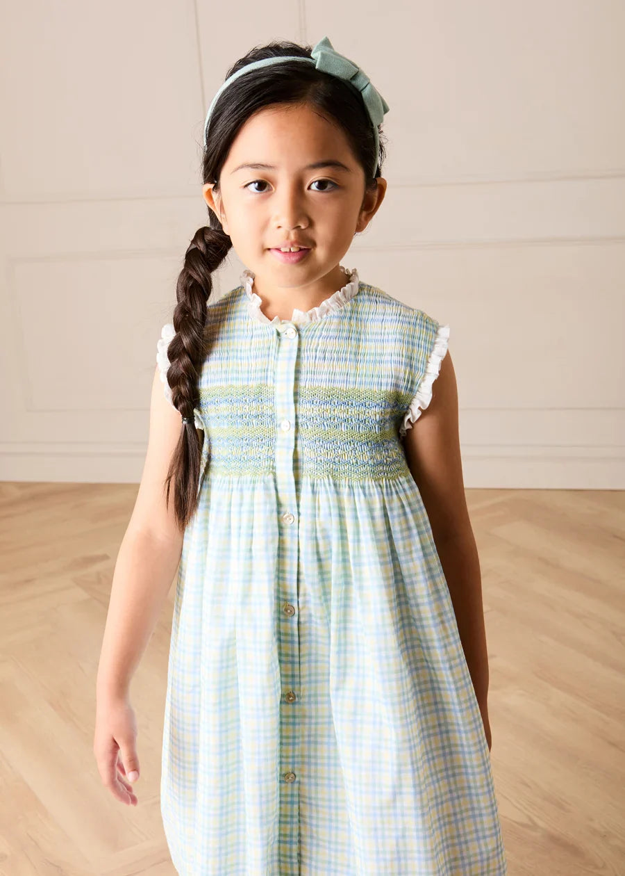 Pip Check Smocked Sleeveless Dress in Green (12mths- 10yrs) DRESSES from Pepa London US