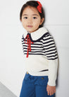 Mariner Collar Bold Stripe Jumper in White (2-10yrs) Knitwear from Pepa London US