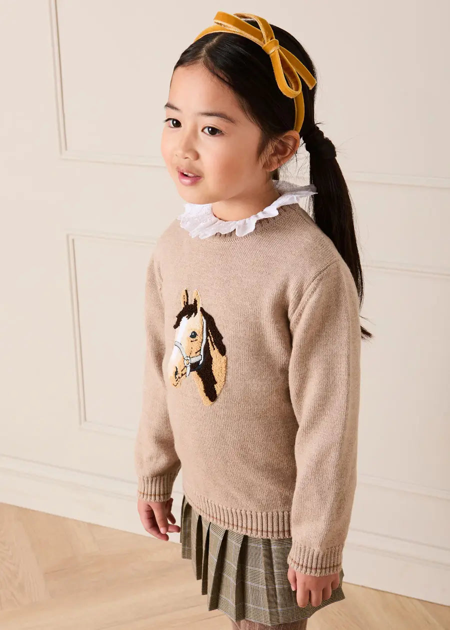 Wilton Check Pleated Skirt in Beige (4-12yrs) Skirts from Pepa London US