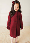 Traditional Double Breasted Coat in Burgundy (12mths-10yrs) Coats from Pepa London US