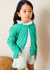 Floral Openwork Cotton Cardigan in Green (2-10yrs) KNITWEAR from Pepa London US