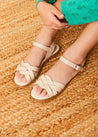 Leather Woven Detail Sandals in Beige (24-35EU) SHOES from Pepa London US