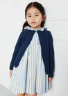 Openwork Hem Single Button Cardigan in Blue (6mths-10yrs) Knitwear  from Pepa London US