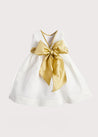 Sleeveless Ivory Flower Girl Dress with Green Silk Sash (12mths-10yrs) Dresses from Pepa London US