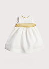 Sleeveless Ivory Flower Girl Dress with Green Silk Sash (12mths-10yrs) Dresses from Pepa London US