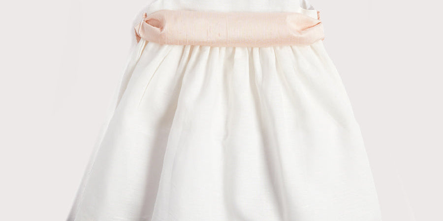 Sleeveless Ivory Flower Girl Dress with Pink Silk Sash (6mths-10yrs) Dresses from Pepa London US