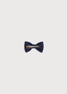 Navy Linen Small Bow Clip Hair Accessories  from Pepa London US