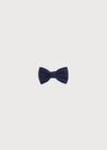 Navy Linen Small Bow Clip Hair Accessories  from Pepa London US