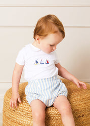 Classic Striped Bloomer in Sky Blue (3mths-3yrs) Bloomers from Pepa London US