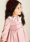 Handsmocked Double Breasted Long Sleeve Dress in Pink (12mths-10yrs) Dresses  from Pepa London US