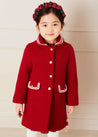 Single Breasted Wool Coat in Red (4-10yrs) Coats  from Pepa London US