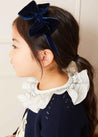 Velvet Hair-Band in Navy Hair Accessories  from Pepa London US