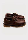 Leather Boat Shoes in Tan (26-34EU) Shoes  from Pepa London US