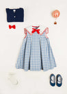 Embroidered Gingham Sleeveless Dress in Blue (12mths-10yrs) Dresses  from Pepa London US