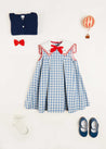 Embroidered Gingham Sleeveless Dress in Blue (12mths-12yrs) Dresses from Pepa London US