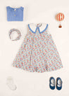 Poppy Floral Print Sleeveless Trapeze Dress in Red (18mths-10yrs) Dresses  from Pepa London US