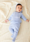 Lace Trim Knitted Set in Blue (1-6mths) Knitted Sets  from Pepa London US