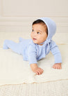 Lace Detail Knitted Bonnet in Blue (1-6mths) Knitted Accessories  from Pepa London US