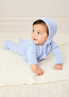 Lace Detail Knitted Bonnet in Blue (1-6mths) Knitted Accessories from Pepa London US