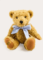 Limited Edition Merrythought & Pepa Teddy Bear with Beauchamp Gingham Bow in Blue (S-M) TOYS from Pepa London US
