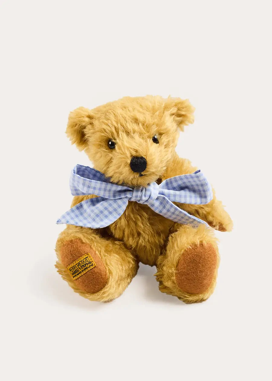 Limited Edition Merrythought & Pepa Teddy Bear with Beauchamp Gingham Bow in Blue (S-M) TOYS from Pepa London US