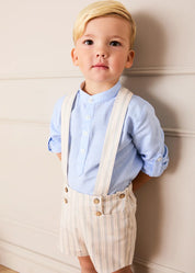 Brompton Striped Shorts With Braces in Beige (12mths-4yrs)