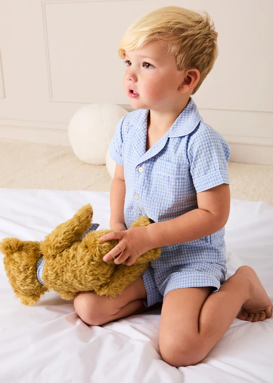 Beauchamp Gingham Short Pyjamas in Blue (18mths- 10yrs) NIGHTWEAR from Pepa London US