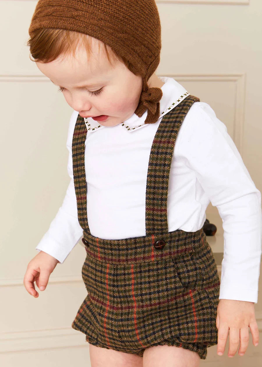 Embroidered Polo Collar Bodysuit in White (0mths-3yrs) Tops & Bodysuits from Pepa London US