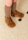 Suede Oxford Baby Booties in Brown (20-24EU) Shoes  from Pepa London US