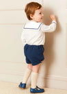 Mariner Collar Long Sleeve Two Piece Set in Blue (12mths-3yrs) Two Piece Set  from Pepa London US