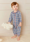 Gloucester Check Peter Pan Collar Nightwear in Blue (6mths-3yrs) Nightwear  from Pepa London US