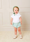 Train Embroidery Statement Collar Short Sleeve Bodysuit in Green (3mths-2yrs) Tops & Bodysuits  from Pepa London US