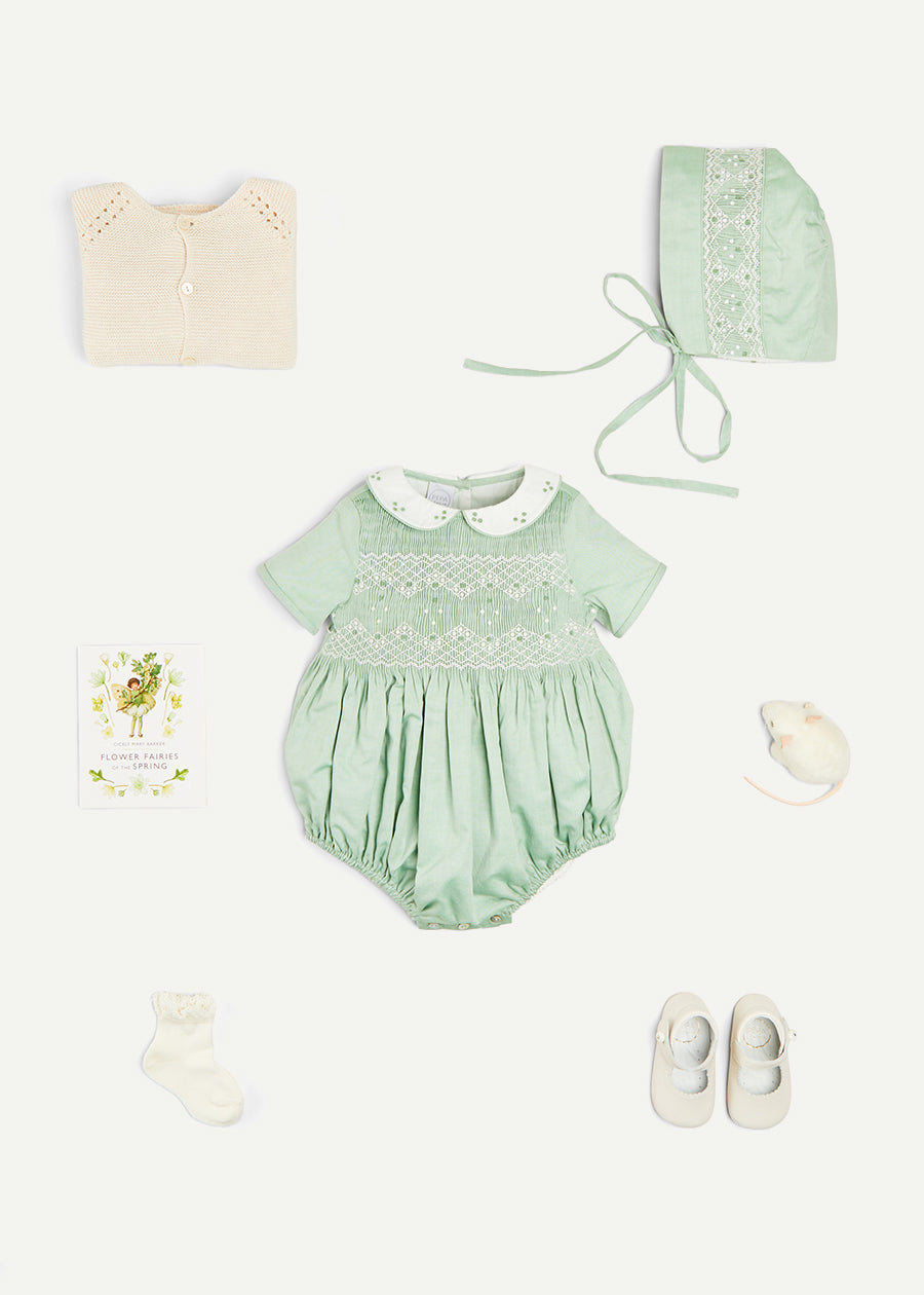 The Traditional Hand Smocked Gift Set in Green Look  from Pepa London US