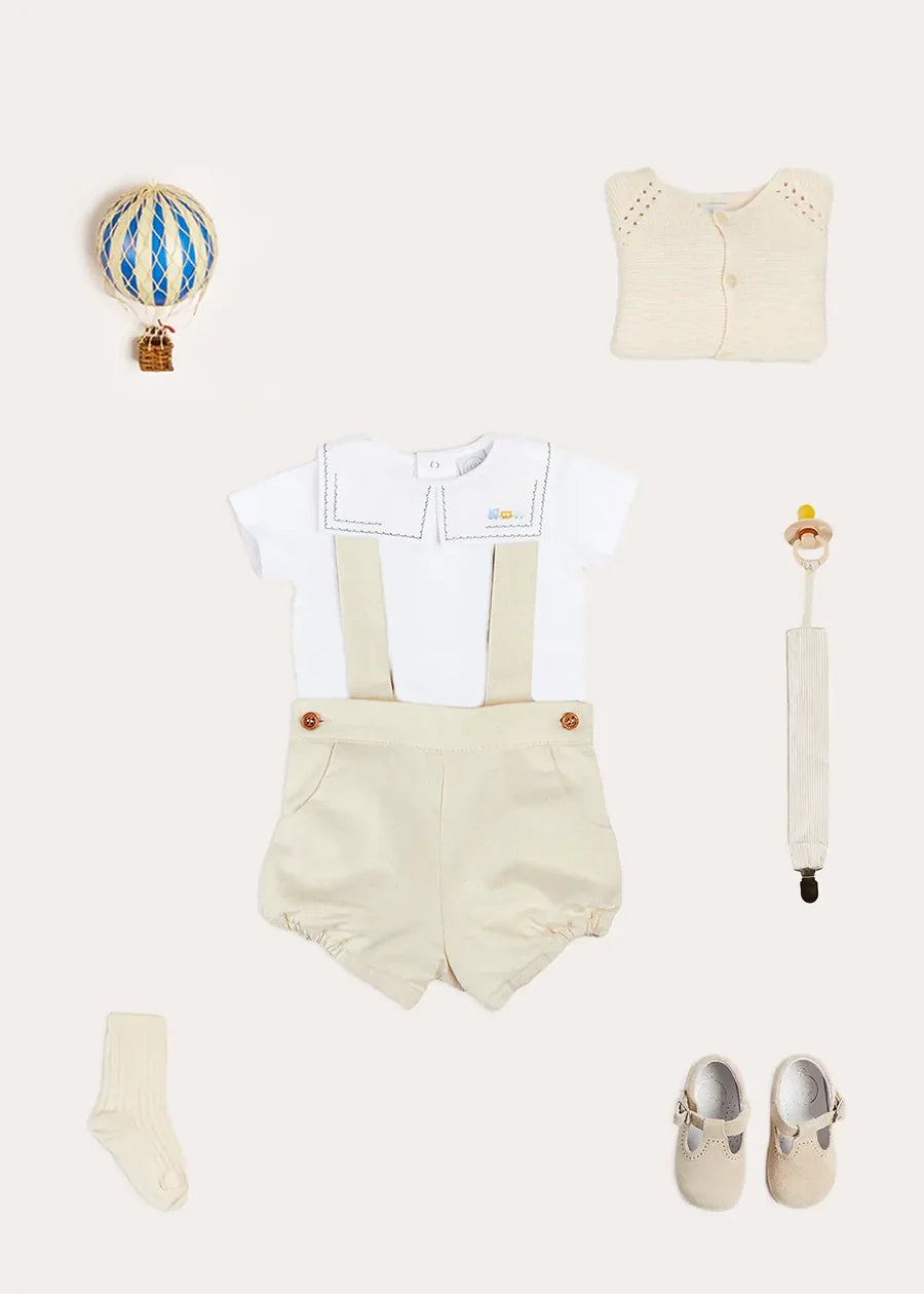 The Train Embroidery Bodysuit Baby Boy Look Look from Pepa London US