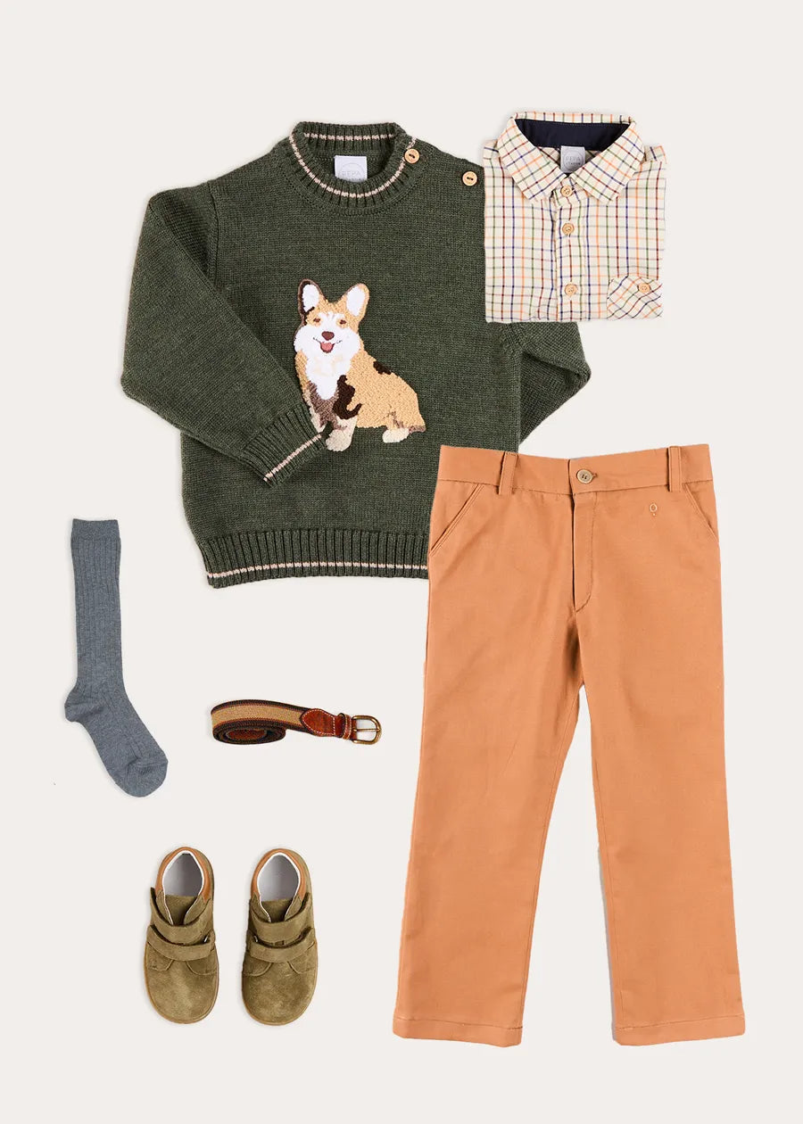 The Green Corgi Jumper Boy Look