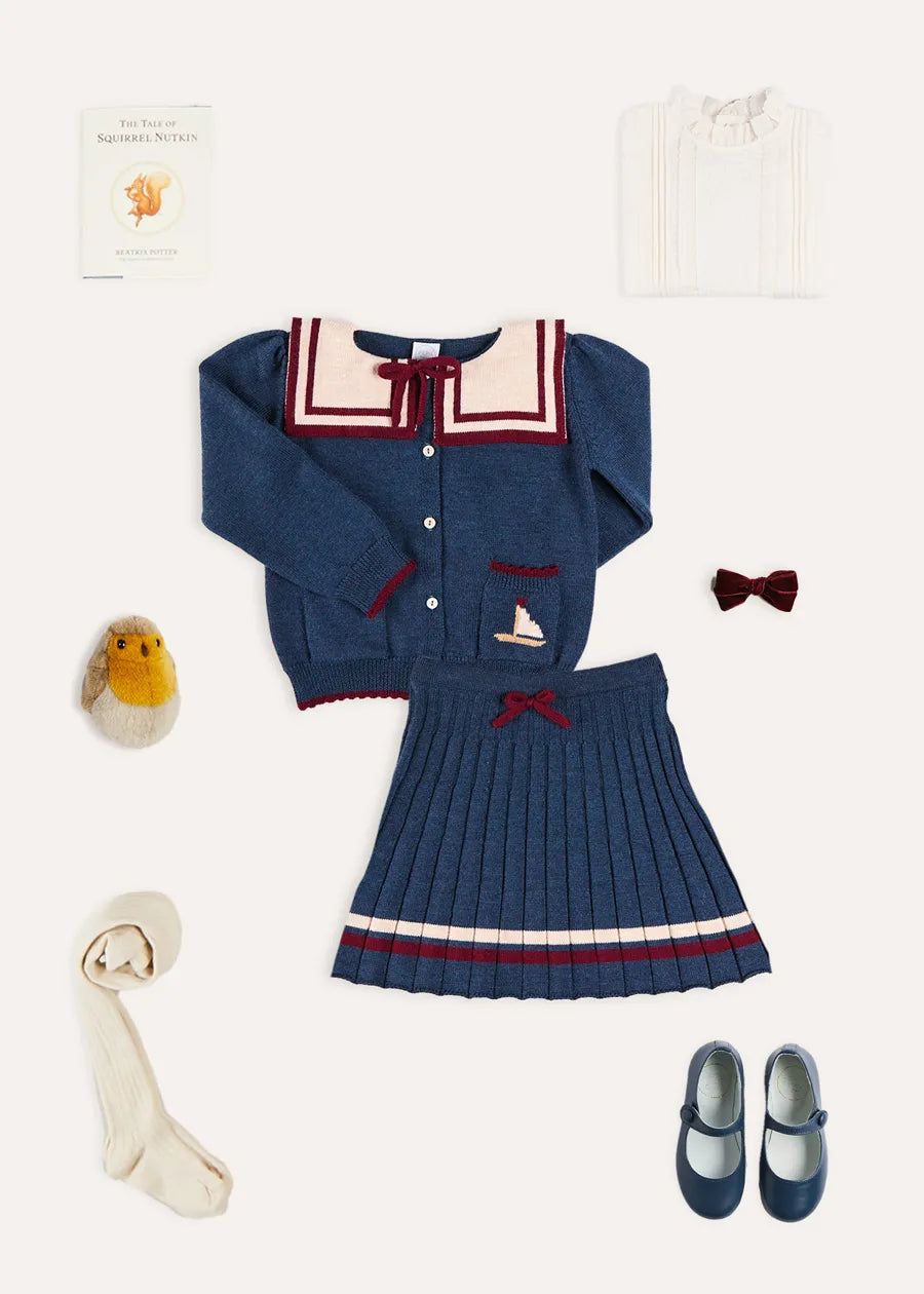The Navy Knitted Mariner Co –ord Girl Look