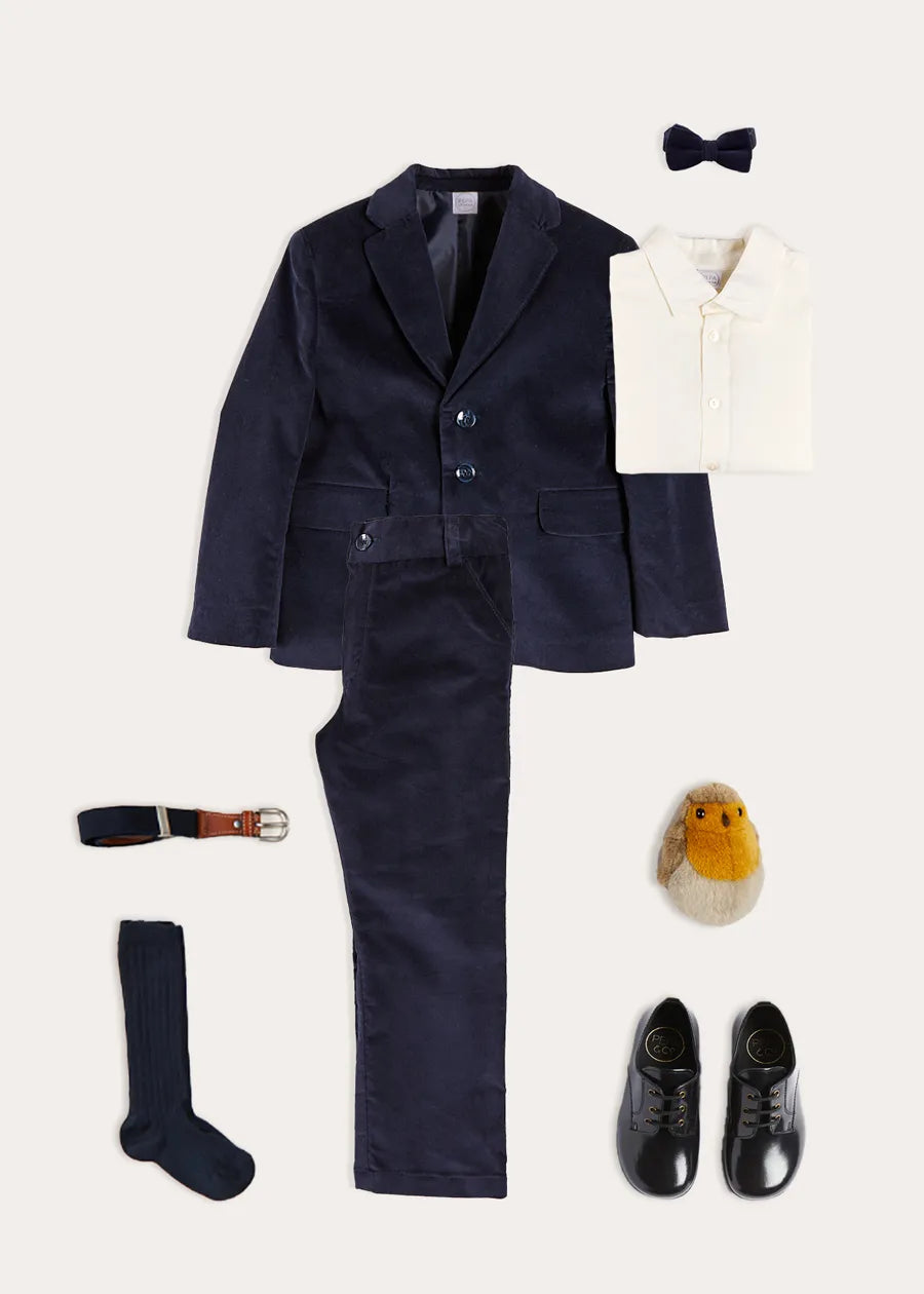 The Navy Velvet Suit Boy Look Look from Pepa London US