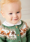 Safari Intarsia Cardigan in Green (6mths-6yrs) Knitwear from Pepa London US