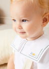 Train Embroidery Statement Collar Short Sleeve Bodysuit in Green (3mths-2yrs) Tops & Bodysuits from Pepa London US
