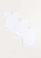 Three Short Sleeve Bodysuit Embroidered Set (1mth-12mths) TOPS & BODYSUITS  from Pepa London US