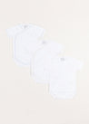 Three Short Sleeve Bodysuit Embroidered Set (1mth-12mths) TOPS & BODYSUITS  from Pepa London US